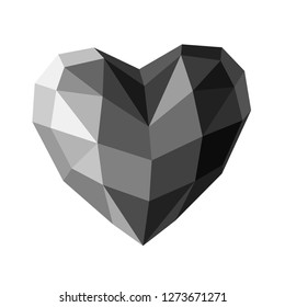 Heart low poly. Abstract polygonal heart. Origami heart on white background . Love symbol.