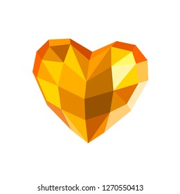 Heart low poly. Origami heart on white background . Abstract polygonal heart. Love symbol.