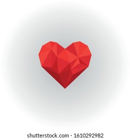 Heart in low poly triangle style for Valentine Day isolated 