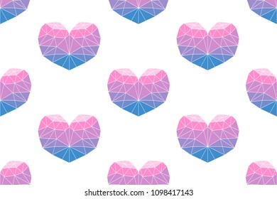 Heart low polygon,Seamless background,Seamless pattern,Vector,Illustrations.