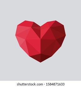 Heart in Lowpoly, Vector Art Illustration