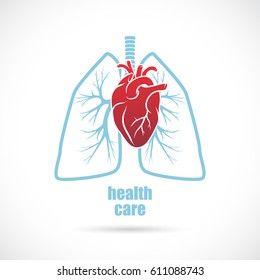 Heart And Lungs, Medical Symbol.
