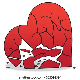 A heart is lying on the floor broken into pieces