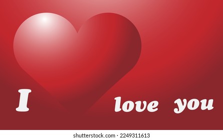 Heart with the lyrics I love you. Vector illustration, isolated on red background