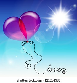 Heart made of balloons on a sky. Vector illustration