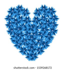 Heart made up of blue flowers.Vector illustration
