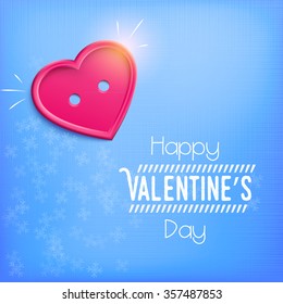 Heart made of button with shadow. Banner for Valentine's Day (14 February). Vector illustration