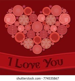 Heart made of buttons. Ideal for greeting cards, wallpapers, gift paper, cobweb, textile, background