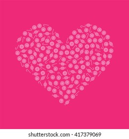 Heart made by candies and chocolates
