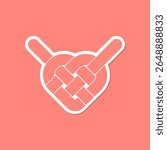 Heart made of celtic knots icon. Love symbol vector illustration. Flat design pink hearts with white outline celtic knot sticker.