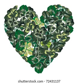 Heart made of clover leaves vector