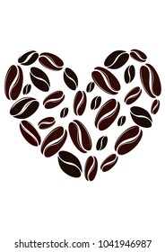 heart made of coffee beans vector