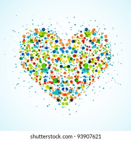 Heart made with color spots. Vector