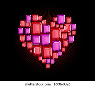 heart made of colored gems