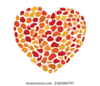 Corazón hecho con mosaico de colores. Colores rojos, naranjas y amarillos claros. Diseño de vectores para el Día de San Valentín, Día de la Madre. 