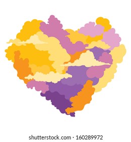 Heart made of colorful clouds St. Valentine's day holiday vector illustration