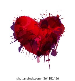 Heart made of colorful grunge splashes
