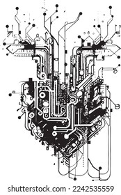 A heart made of computer circuits