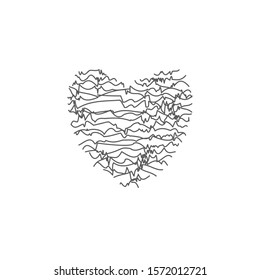 Heart made of crumpled abstract lines. Isolated on white vector illustration