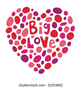 heart made from cut out shapes in pinks