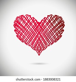 Heart made of doodles. Happy Valentine's Day. Vector illustration