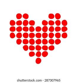 Heart made of dots, vector illustration