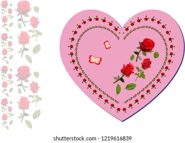Heart made of elements. Red rose.