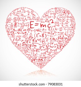 Heart made of equations and formula