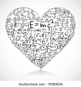 Heart made of equations and formula