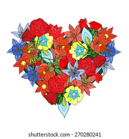 heart made of flowers. Vector illustration