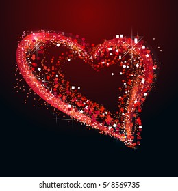 Heart made of glitter. Sparkles, shine, sparkle, gold, vector. Good for holidays, Valentine's Day.