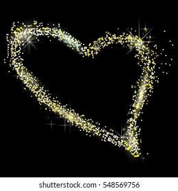 Heart made of glitter. Sparkles, shine, sparkle, gold, vector. Good for holidays, Valentine's Day.
