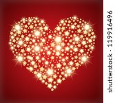 Heart made with golden stras. Vector illustration