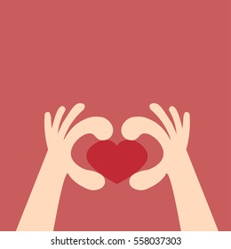 Heart made with hands.Concept love