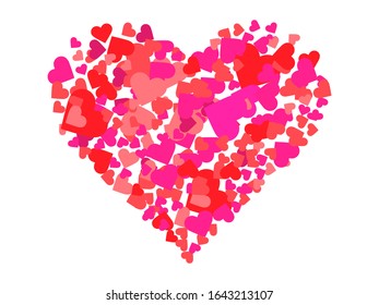 Heart made of hearts. Happy Valentine's day, 14th of February. Background for greeting card, wrapping paper, promotional materials. Vector illustration
