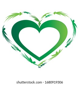 corazón hecho de hojas de cáñamo