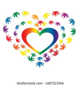 heart made of hemp leaves