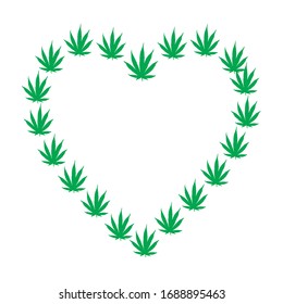 corazón hecho de hojas de cáñamo
