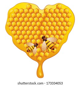 Heart made of honeycomb.Vector illustration.