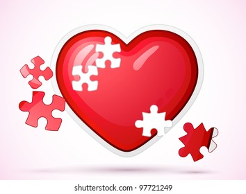 Heart made of jigsaw puzzle