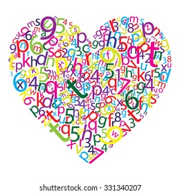 Heart digital download Letters and Numbers