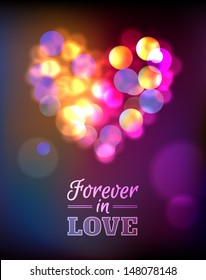 Heart made of lights - vector illustration