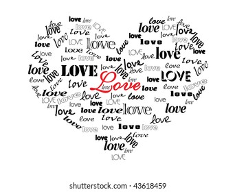 heart made of love word, valentine vector illustration - check for more 

