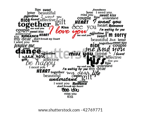 Heart Made Of Love Words Valentine Vector Il Ration Heart Made Of Love Words Valentine Vector Il Ration