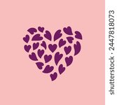 A heart made of many small hearts. Laser cutting template.
