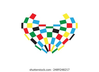 Heart made of mosaic. Vector design.