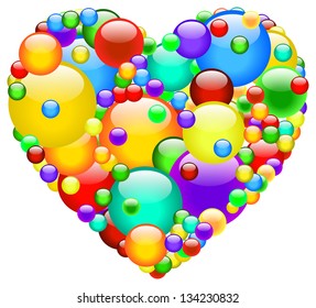 Heart Made Of Multicolored Bubbles