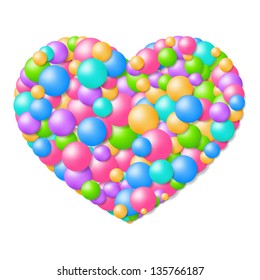 Heart made of multi-colored plastic balls