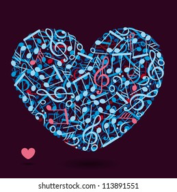 heart made of music notes vector