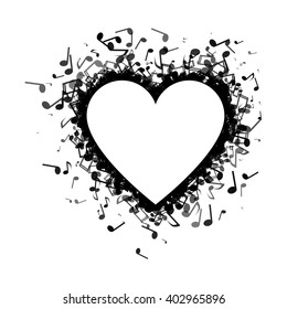 Heart made out of different music notes